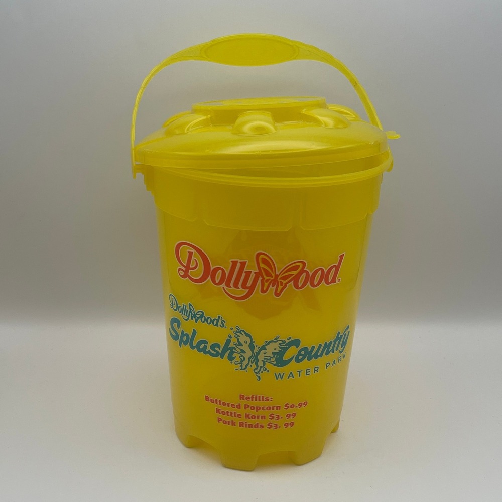 DollyWood Splash‎ Country Water Park Yellow Refillable Bucket Snack Container